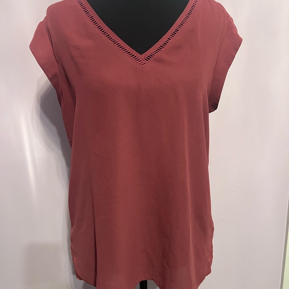 DR2 Women's Terracotta V-Neck Blouse